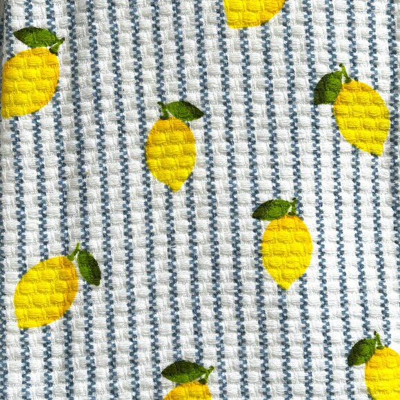 KitchenAid 2 Pc Kitchen Dish Towel Set Citrus Lemons Striped 100% Cotton NWT - Picture 3 of 3